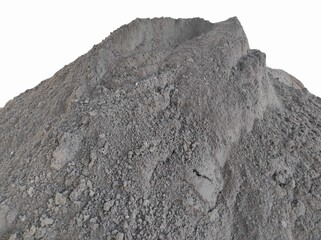 A pile of ash or sand material left over from burning coal or called 'Bottom Ash' isolated on a...