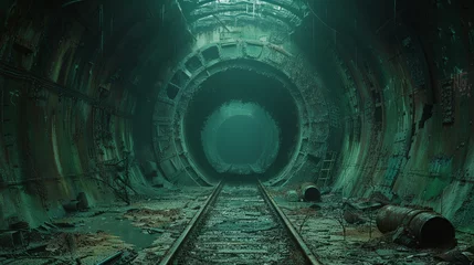 Foto op Plexiglas Cyborg Hideout: Abandoned Subway Tunnel Secrets © Sekai