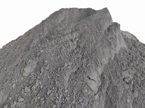 A pile of ash or sand material left over from burning coal or called 'Bottom Ash' isolated on a transparent background