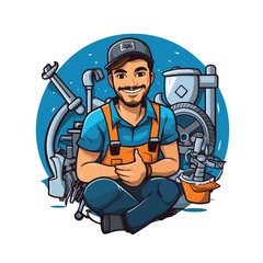 Plumbing service. Plumber cartoon design. vector gr