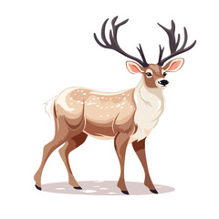 Reindeer wild animal life character flat vector ill