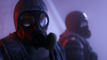 A man in a gas mask.