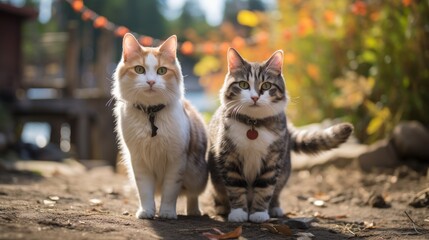 Two Cats Standing Together