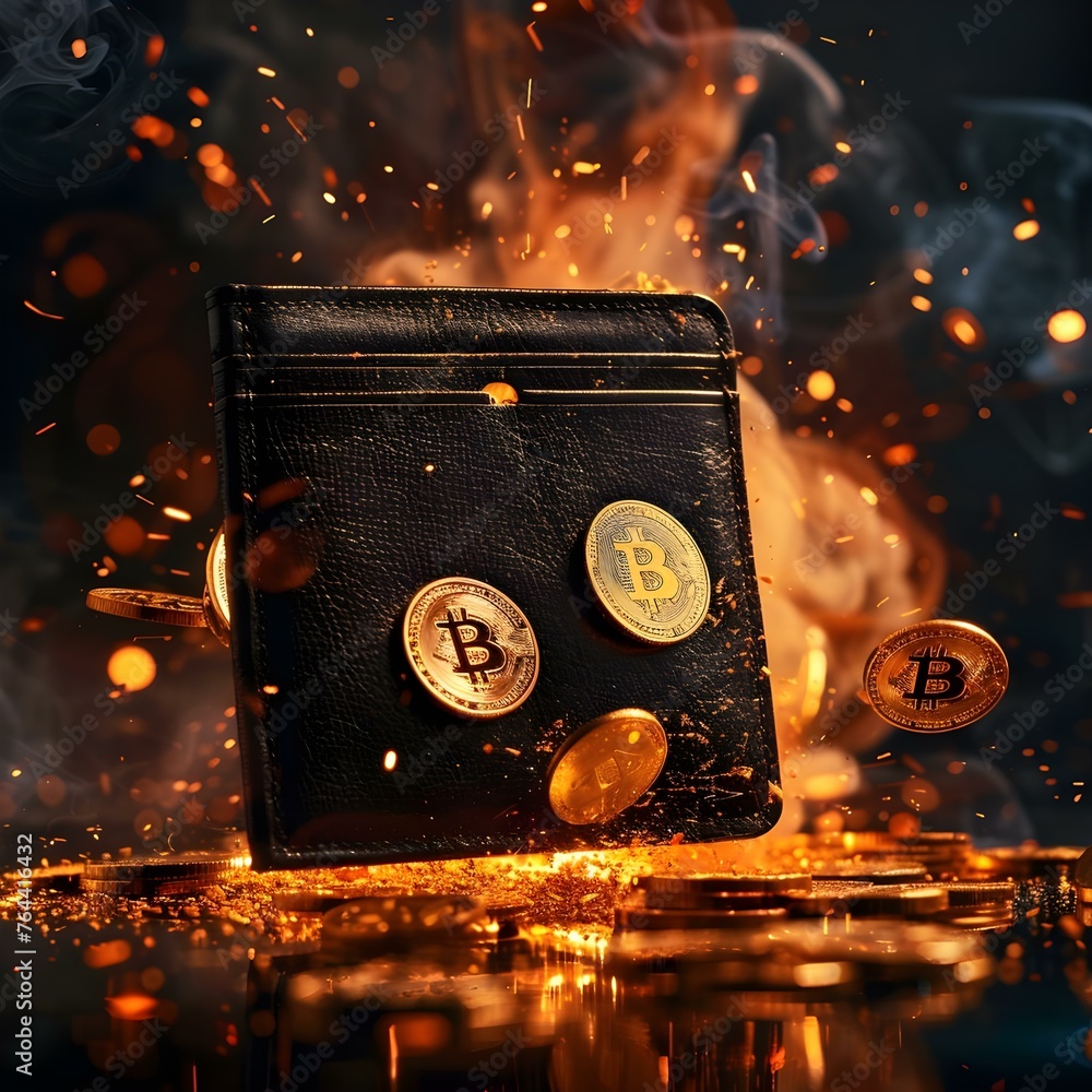 Aufkleber digital wallet exploding with virtual coins symbolizing payment innovation in ecommerce. concept dig
