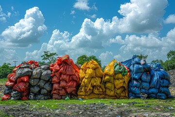 Bags of Garbage on Field