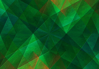 Green abstract background with a pattern of triangles in the form of a gradient