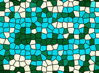 Mosaic white blue and green background. Mosaic texture. Vector illustration.