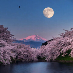 벚꽃이 핀 밤하늘