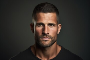 Portrait of a handsome man with beard and mustache on dark background