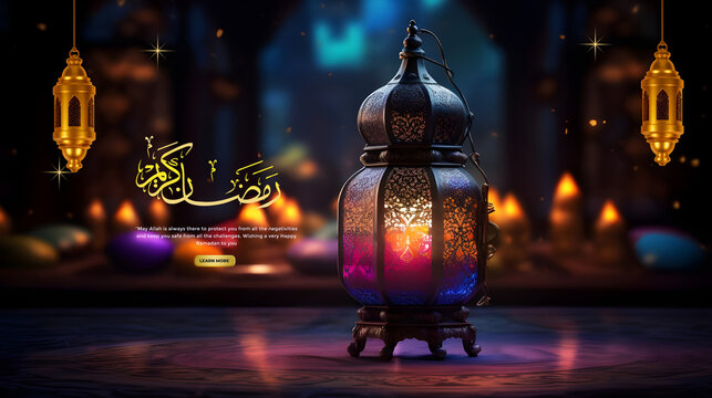 Ramadan Mubarak 3d banner design Background