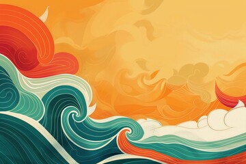 Fototapeta na wymiar Asian waves and tropical waves and AAPI colors