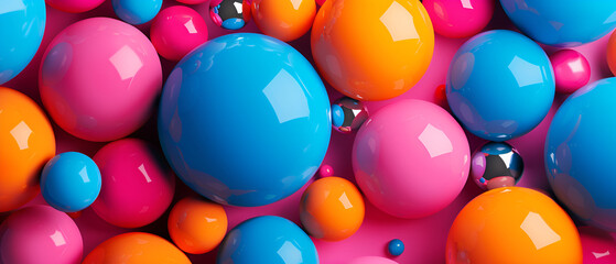 Background of vibrant 3D balls for banner design
