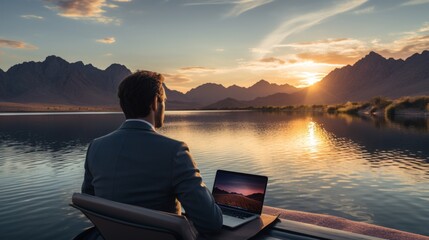 Man Sitting on Boat Watching Sunset
