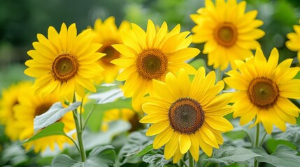 Fototapeta premium field of yellow sunflower flowers. summer background