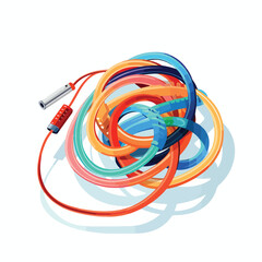 Telephone cable curly communication image flat vect