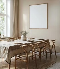 Frame Mockup Set in a Farmhouse Dining Room. Made with Generative AI Technology