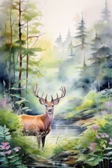 a deer in the forest, generative ai