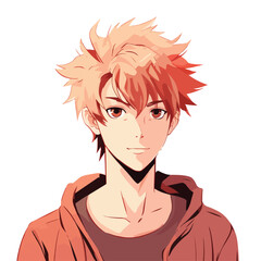 Young man manga anime flat vector illustration isol