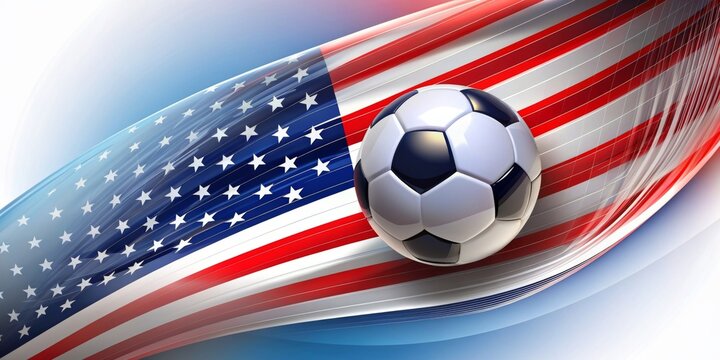 Soccer ball with American flag waves - Dynamic image combining the American flag and a soccer ball indicating sports and patriotism