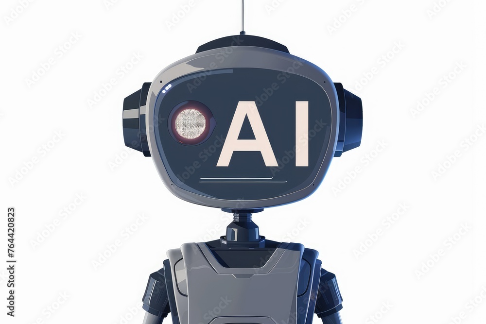 Poster futuristic ai robot with glowing eye close-up - this image features a close-up of a futuristic robot