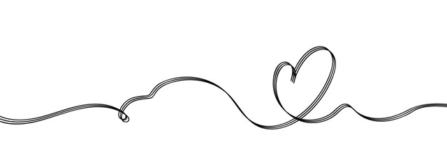 heart, heart ribbon line art style vector with transparent background.