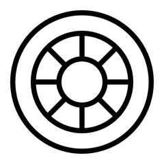 This is the Wheel icon from the Sport icon collection with an Outline style