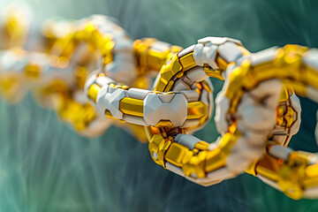 Strength and Connection, Conceptual Chains Linking in Metallic Strength Background