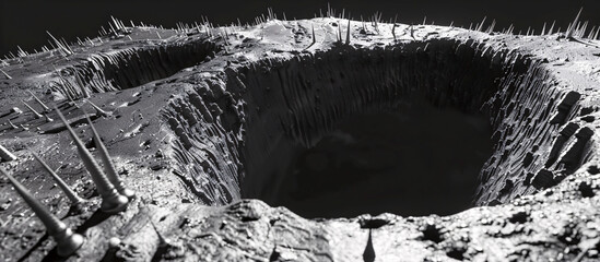 Fototapeta premium Miniature Crater Landscape, Textured Asteroid Surface for Sci-Fi Scenes