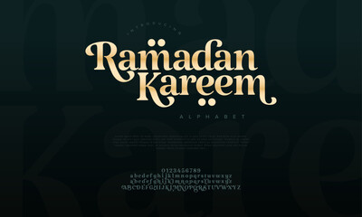 Ramadan premium luxury arabic alphabet letters and numbers. Elegant islamic  typography ramadan wedding serif font decorative vintage. Creative vector illustration