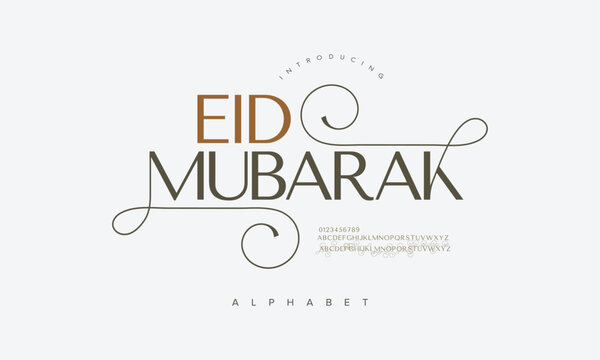 Eid premium luxury arabic alphabet letters and numbers. Elegant islamic  typography ramadan wedding serif font decorative vintage. Creative vector illustration