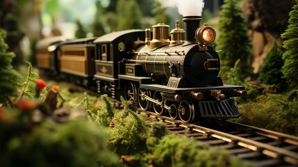 Toy Train Journey Through Green Forest