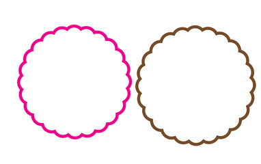 Black Scalloped circle shape set. Clipart image isolated on white background