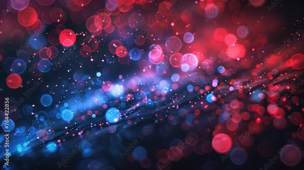Poster Vibrant abstract bokeh lights background - A dynamic and colorful digital illustration of bokeh lights with a sense of movement and energy depicted