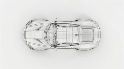 Transparent car design model overhead view - A clean and precise overhead transparent outline of a car design, reflecting automotive innovation and engineering