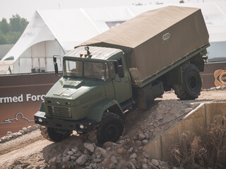Abu Dhabi, UAE - Feb.23. 2011: KrAZ-5233BE HMTV (High Mobility Tactical Vehicle) in IDEX 2011...