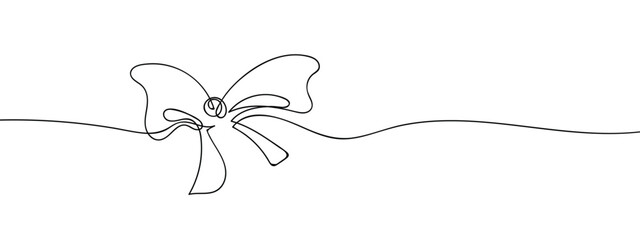 Bow, Ribbon Bow, line art style vector with transparent background.