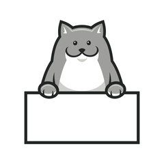 Cute Gray Cat With Banner