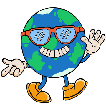 Earth Globe Funky cartoon style
