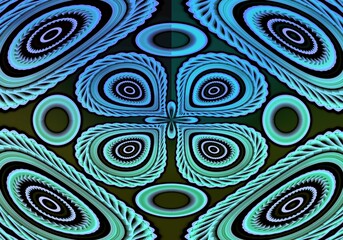 Blue and green batik seamless pattern background. Textile design and background.