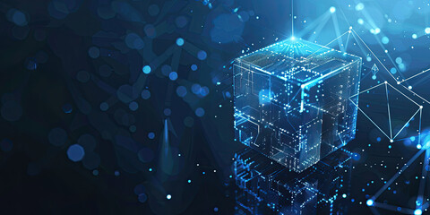 3D Blockchain technology with abstract background