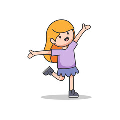 Fototapeta premium Cheerful little girl jumping