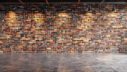 Textured old red brick wall, capturing the essence of vintage architecture and urban design