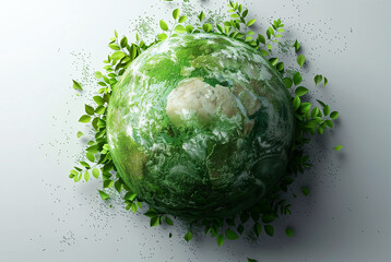 Earth day concept. Illustration of the green planet earth on a white background. Save the Earth concept. Happy Earth Day, 22 April.  Ai generated image - Powered by Adobe