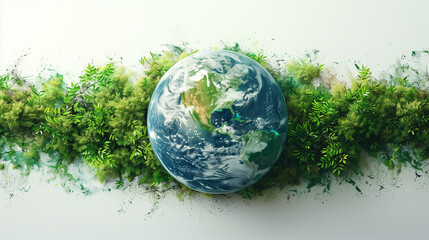 Earth day concept. Illustration of the green planet earth on a white background. Save the Earth concept. Happy Earth Day, 22 April.  Ai generated image
