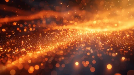 Gardinen Golden glittering landscape of bokeh lights - A warm abstract background with sparkling golden bokeh lights creating a sense of festive luxury and fantasy © Tida