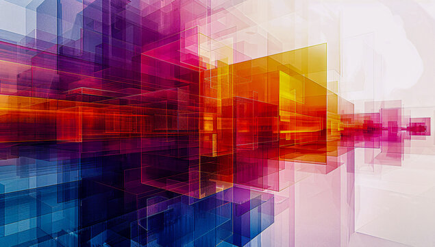 Futuristic abstract technology design, featuring glowing neon grids and digital data flow