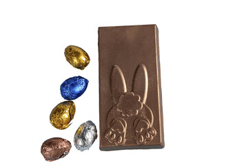 Belgian milk chocolate bar, filled with hazelnut cream. Next to chocolate eggs_4.