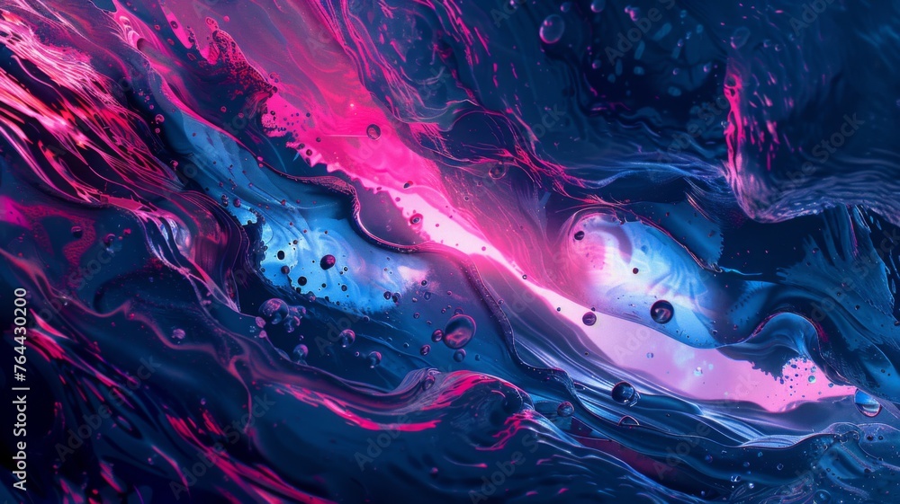 Aufkleber abstract liquid texture in pink and blue hues - this abstract image captures the dynamic flow of liq