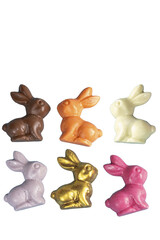 Small colorful milk chocolate and white chocolate bunnies_2.