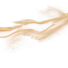 Brown sand wave, sandy dust splash isolated on transparent png.
